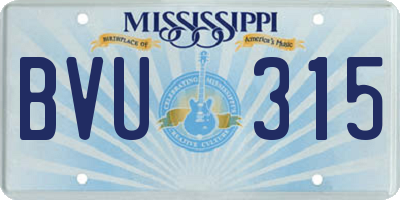 MS license plate BVU315