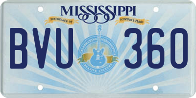 MS license plate BVU360