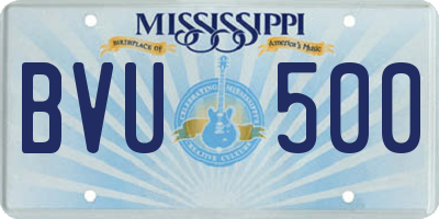 MS license plate BVU500