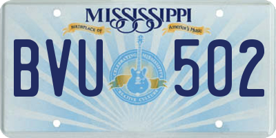 MS license plate BVU502