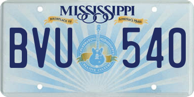 MS license plate BVU540