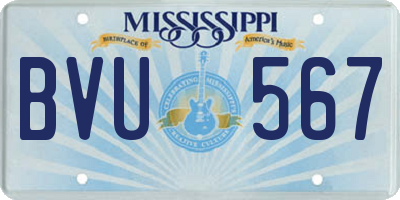 MS license plate BVU567