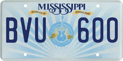 MS license plate BVU600