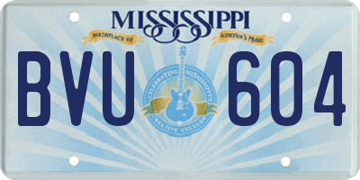 MS license plate BVU604