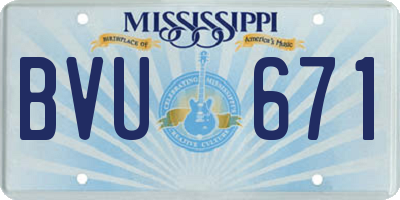 MS license plate BVU671