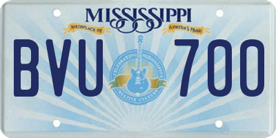 MS license plate BVU700