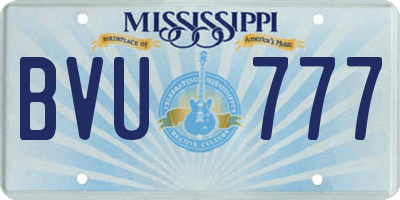 MS license plate BVU777