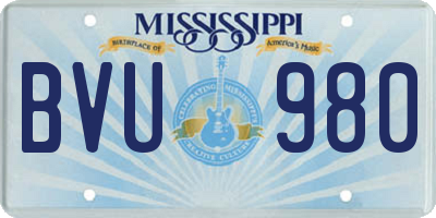 MS license plate BVU980