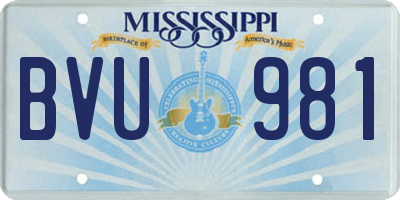 MS license plate BVU981