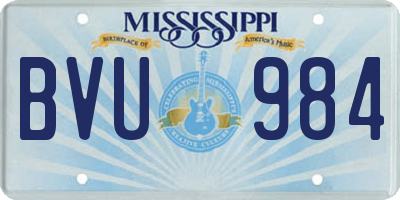 MS license plate BVU984