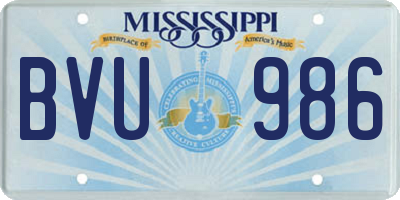 MS license plate BVU986