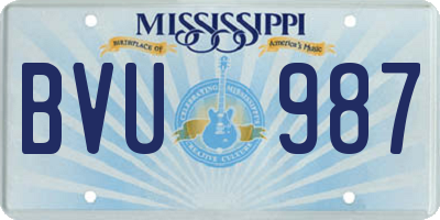 MS license plate BVU987
