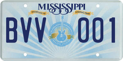 MS license plate BVV001
