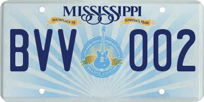MS license plate BVV002