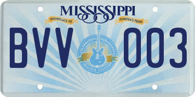 MS license plate BVV003