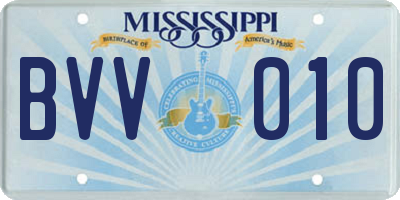 MS license plate BVV010