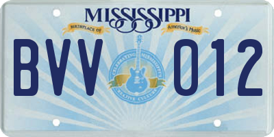 MS license plate BVV012