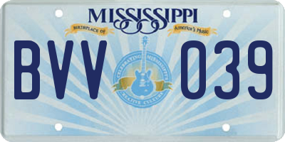 MS license plate BVV039