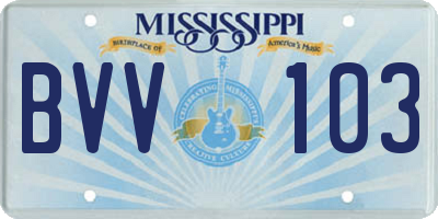MS license plate BVV103