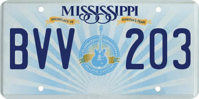 MS license plate BVV203