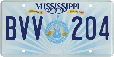 MS license plate BVV204