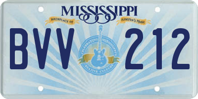 MS license plate BVV212