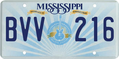 MS license plate BVV216