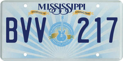 MS license plate BVV217