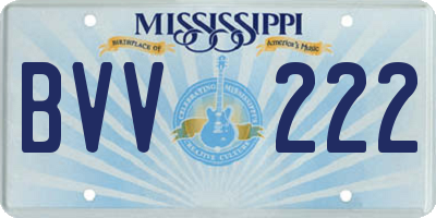 MS license plate BVV222