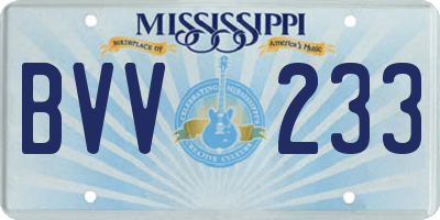 MS license plate BVV233