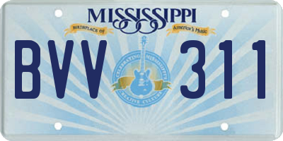 MS license plate BVV311