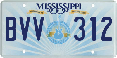 MS license plate BVV312