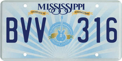 MS license plate BVV316