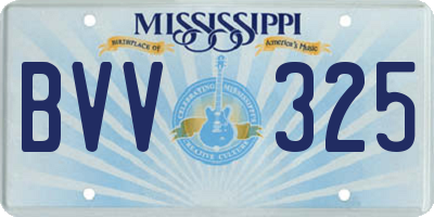 MS license plate BVV325
