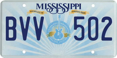 MS license plate BVV502