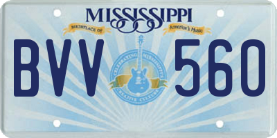 MS license plate BVV560