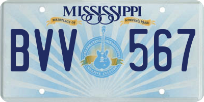 MS license plate BVV567