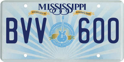 MS license plate BVV600