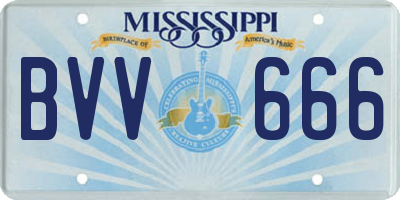 MS license plate BVV666
