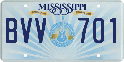 MS license plate BVV701