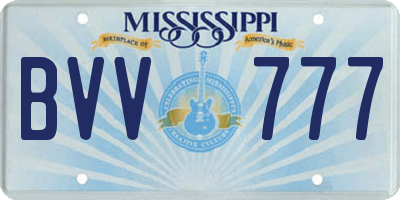 MS license plate BVV777