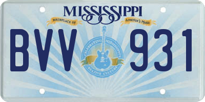 MS license plate BVV931