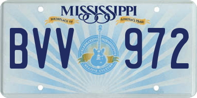 MS license plate BVV972