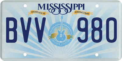 MS license plate BVV980