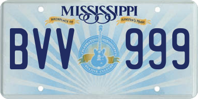MS license plate BVV999