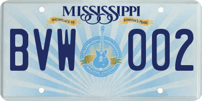 MS license plate BVW002