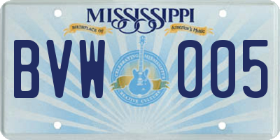 MS license plate BVW005