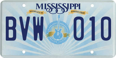 MS license plate BVW010