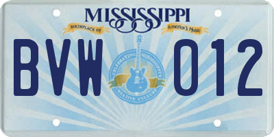 MS license plate BVW012