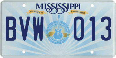 MS license plate BVW013